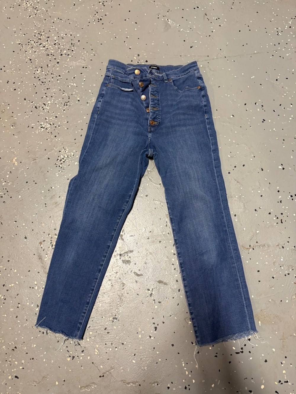 Express Raw-Hem High-Rise Cropped Jeans - Blue